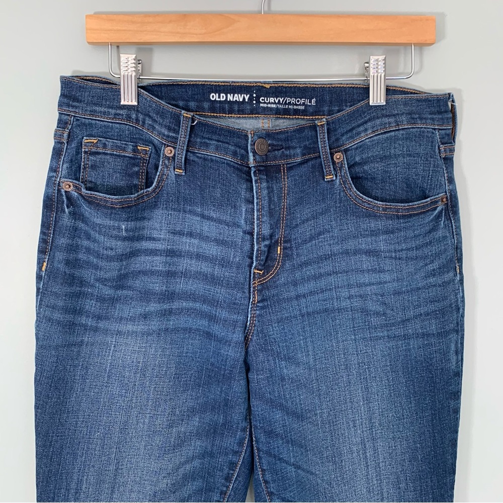 Old Navy Curvy Profile Mid Rise Skinny Jeans Dark Wash Blue Size 10 Short - Picture 2 of 10